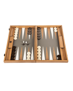 Manopoulos Snake Tote Grey & Beige Backgammon Set, Premium Portable Travel Board Game, Elegant Design with Storage Tote
