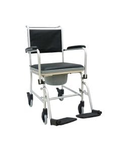 CareMax Steel Commode Chair, Flip-Up Armrests, Swing-Away Footrests, Padded Seat, Mobility & Toilet Support | CA613 (2000000006130)