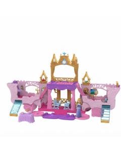 Mattel Disney Princess Carriage to Castle Transforming Playset, Aurora Small Doll, 3 Levels, 6 Play Areas, Castle Carriage