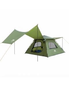 Night Cat 3-Person Instant Cabin Tent with Canopy Tarp, 2-in-1 Waterproof Family Camping Shelter