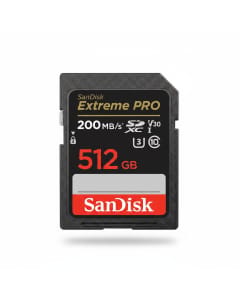 SanDisk Extreme PRO SDXC 512GB Card for 4K Video, UHS I, Class 10, U3, V30 - Black
