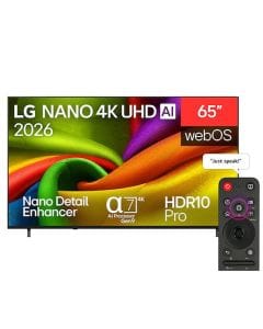 LG 65 Inch NANO 4K AI NU84 Smart TV - Nano Detail Enhancer, Alpha 7 AI Processor Gen9, HDR10 Pro, Linear Flow Design | 65NU840B6LA.AMRG