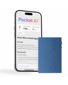 Pocket AI Voice Recorder & Smart Note Taker, MagSafe Compatible, Auto-Transcription, AI Summaries & Action Items | Sierra Blue