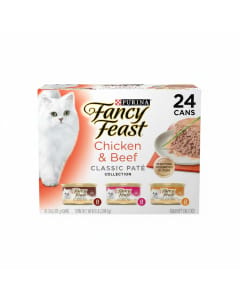 Fancy Feast Grain Free Wet Cat Food Variety Pack - Chicken & Beef (24 Cans)