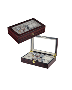 Luxury Signature 12 Slots Wooden Watch Box, MDF Ebony Finish, Ivory Velvet Lining, Matte Finish Luxury Watch Storage Case