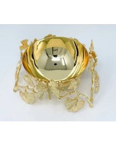 Luxury Signature Golden Candy Bowl with Butterfly Accents, Decorative Serving Bowl for Candy, Chocolates, Nuts, Bread & Snacks