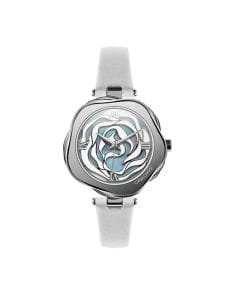 CIGA Design R-Series Danish Rose Quartz Watch, 36mm Rose Gold Stainless Steel Case, White Dial, Leather Strap, Sapphire Crystal
