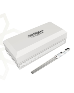 His Highness Sterling Pen, Silver Plated Brass Writing Pen, Etched Graphic Design, Wooden Leather-Finished Gift Box
