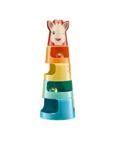 Sophie La Girafe 3 In 1 Giant Tower Toy 10 Monthss, 5 Pieces To Stack, Construction Game, A Puzzle, Ball Game, Fresh Touch Collection - Multicolour