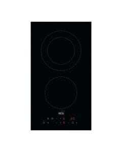 AEG 30cm Built-In Electric Hob, 2 Cooking Zones, Ceramic Glass Surface, Compact Domino Design, Easy Controls | Black - HRB32310CB