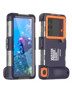 QIFJNZO Universal Waterproof Underwater Phone Case for Snorkeling and Diving, 50-Foot (15 m) Depth Protection, Blue-Orange