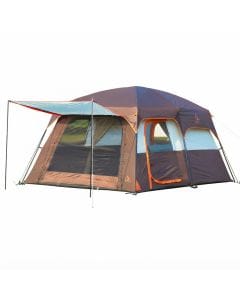 KTT Family Cabin Camping Tent for 4–6 People, Waterproof Shelter with 3 Doors, 3 Windows and Straight Walls