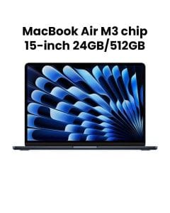 Apple MacBook Air 24GB RAM 512GB SSD 15 Inch, M3 Chip, 8-Core CPU And 10-Core GPU, Liquid Retina Display - Midnight - MC9L4AB/A