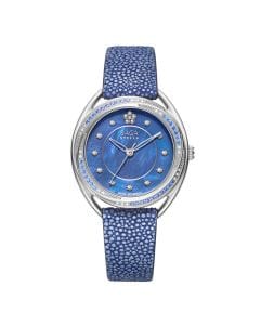 Saga Women Watch, 35mm Stainless Steel Case, Swiss Ronda 763 Quartz Movement, Genuine Stingray Leather Strap, Elegant Luxury Analog Wristwatch