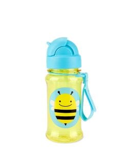 Skip Hop Zoo Bee Tritan Renew Straw Bottle 355ml, Straw Flips Down To Seal Closed And Stay Clean, Handy Grab Strap, Dishwasher Safe - Multicolour