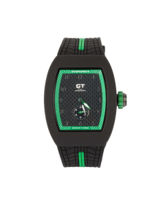 Overdrive GT Watch Green, 40mm Polycarbonate Case, Miyota 1L45 Quartz Movement, K1 Mineral Glass, Silicone Strap, Arabic & English Dial, 50m Water Resistant