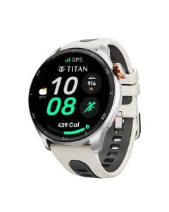 Titan Celestor 1.43" AMOLED Smartwatch, Built-in GPS, Opto-Mechanical Crown, Health & Fitness Tracking | Titanium Beige - 90206AP03