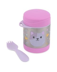 Skip Hop Besties Squad Insulated Cat Food Jar 3-6 Years,  Stainless Steel Insulated Body, Temperature Retention, Secure Twist-Top Lid - Multicolour