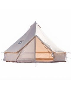 GOTENTIFY 13ft Luxury Canvas Bell Tent, 4-Season Glamping Yurt with Stove Jack and Breathable Cotton-Polyester Fabric