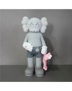 Luxury Signature Kaws Toy Figure 31cm Grey, Collectible Vinyl Resin Art Statue, Modern Decorative Display Ornament for Home, Office & Shelf