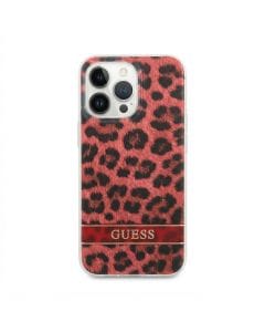 GUESS Case for iPhone 13 Pro, Red Leopard Electro Stripe Hard Cover by CG Mobile, Premium Protective Design