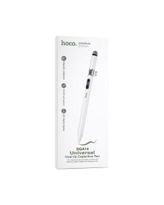 HOCO DGA14 Universal Dual-Tip Capacitive Stylus Pen with Digital Display, Palm Rejection, Tilt Sensitivity - White