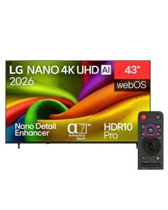 LG 43" NanoCell UHD 4K Smart TV, AI Picture Processing, HDR10, 4K Upscaling, webOS Smart TV, ThinQ AI | 43NU850B6LA.AMRG