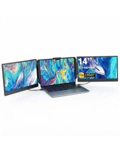 V2COM S2 Triple Laptop Screen Extender, Dual 14" FHD IPS Displays, Portable Monitor, Plug & Play, Multi-Screen | Black