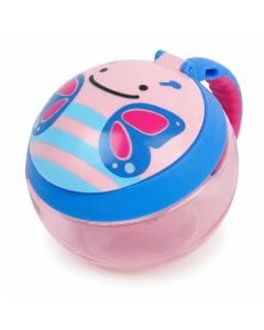 Skip Hop Zoo Butterfly Snack Cup 12+ Months 222ml, Hygienic Flip-Down Straw Protection, Adorable Zoo Character Design, Dishwasher Safe - Multicolour