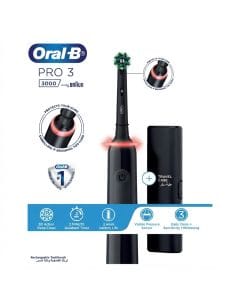 Oral-B Pro Clean 3 3000 Electric Toothbrush, Black - Rechargeable with Pressure Sensor, 3 Modes