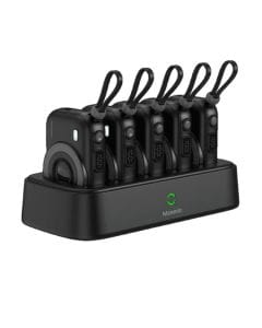 Moxedo 5 x 10000mAh Wireless Charging Power Bank Kit, 22.5W USB-C PD, Charging Dock, Built-in USB-C & Lightning Cables | Black - MX-PBH039-DS