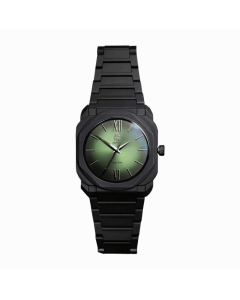 Saatchi Ottagono Verde Watch, 40mm Polycarbonate Case, Miyota 2015 Movement, Silicone Strap with Butterfly Buckle, Mineral Glass, 3 ATM Water Resistant 