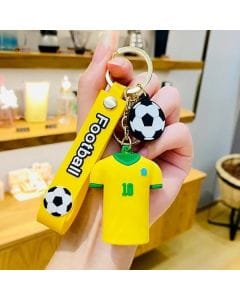 Luxury Signature Neymar Yellow Jersey Keychain, No.10 Silicone Football Jersey Keyring, Collectible Bag Charm