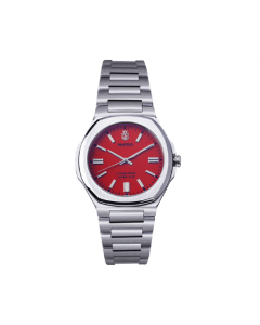 Saatchi Oyster Pearl Coral Red Watch, 42mm Stainless Steel Case, Miyota 9T22 Quartz Movement, Anti-Reflective Mineral Glass, 5 ATM Water Resistant