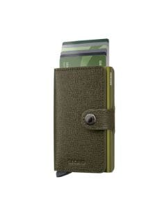 Secrid MC Wallet, Textured Kelp Green Card Holder, RFID Protection, Quick Card Access, Slim Aluminum Wallet, Secure Snap Closure