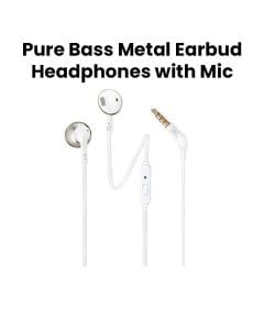 JBL Pure Bass Metal Earbud Headphones with Mic - White | T205