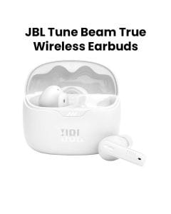 JBL Tune Beam True Wireless Noise Cancelling Earbuds, Pure Bass Sound, Bluetooth 5.3, Smart Ambient, 4-Mics Technology - White - TUNE