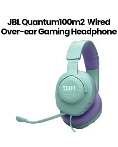 JBL Quantum 100 Wired Over-Ear Gaming Headphones with Detachable Mic, Supports Windows Sonic Spatial Audio - Cyan - QUANTUM100M2