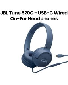 JBL Tune 520C Wired On-Ear Headphones With USB-C, Hi-Res Audio, JBL Pure Bass Sound, EQ Presets - Blue - JBLT520CBLU
