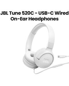 JBL Tune Wired On-Ear Headphones with USB-C – White | JBLT520CWHT