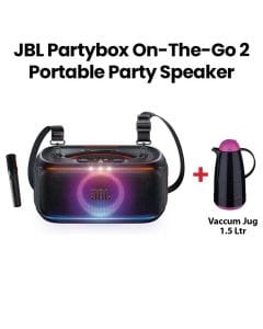 JBL PartyBox On The Go 2 Portable Party Speaker, Up To 15 Hours Playtime, IPX4 Splashproof 100W - Black - ‎JBLPARTYBOXOTG2 (301001000000747+301007000000105)