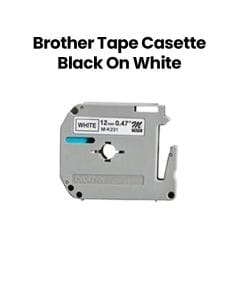 Genuine Brother 12mm Black on White Label Tape (M12-K231)