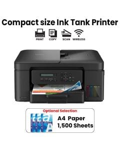 Brother A4 All-in-One Multifunction Printer, Double-Sided, Wireless, 20 Sheet Feeder Duplex Printing - Black - DCP-T730DW