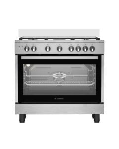 Ariston 90x60cm Freestanding Gas Cooker – 5 Gas Burners incl. Wok Burner, Fan-Assisted Gas Oven, Mechanical Timer | Inox – ARR9 GGF 22125 XME