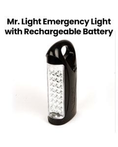 Mr. Light Rechargeable Emergency Light, High-Brightness LED Illumination, Adjustable Brightness Modes, Long Backup Performance - Black - MR 570V9