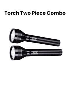 Mr. Light Rechargeable Flashlight Torch Combo 2 Pieces, High Power LED, Compact Lightweight Design - Black - Z5