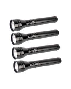 Mr. Light Rechargeable LED Flashlight Torch Combo 4 Pieces, USB-C Charging Port, 2000mAh Li-Ion Battery, Compact Lightweight Design - Black - MR2011