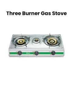 Mr. Light Three Burner Gas Stove, Energy Saving Burners, Brass Burner Caps, Automatic Ignition - Silver - MR GB3B08GS