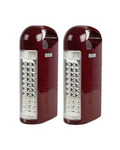 Mr. Light Emergency Light Combo 2 Pieces, 30 SMD LED Bright Lighting, Ultra-Long Runtime Up to 250 Hours, 6V 4.5Ah Rechargeable Battery - Brown - MR. 625V2.2