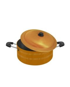 Mr. Light Pot With Stainless Steel Lid 6L, Non-Stick Coating, Strong Handle, Energy Saving Bottom - Golden - MR BIRIYANI POT 6